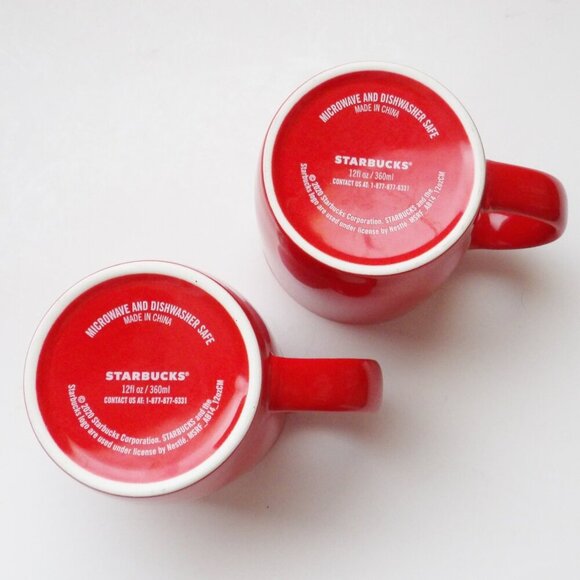 Starbucks BUNDLE OF 3 Coffee Mugs 12 oz from 2020 Holiday Red & Green w/ Logo - Picture 8 of 15